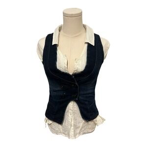 Vintage Underbust mini Vest Banana Republic Dark Wash Denim Double Breasted